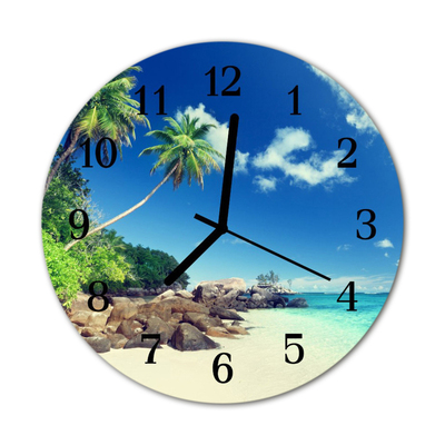 Reloj de vidrio Playa con palmeras