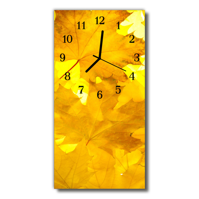 Reloj de vidrio Flores hojars otoño amarillo