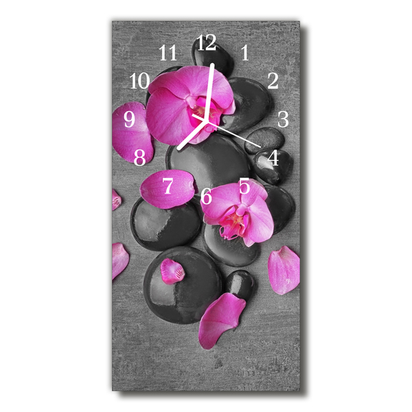 Reloj de vidrio Flores piedras orquídeas colorido