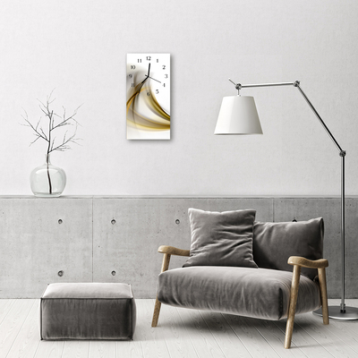 Reloj de vidrio Arte abstracto líneas beige
