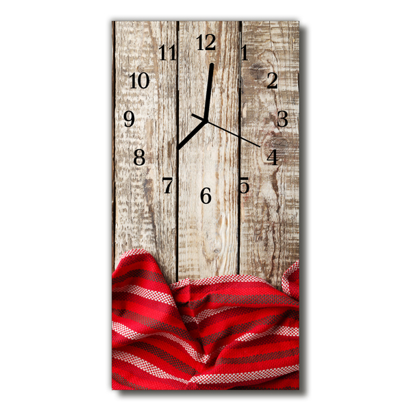 Reloj de vidrio Mantel madera rojo