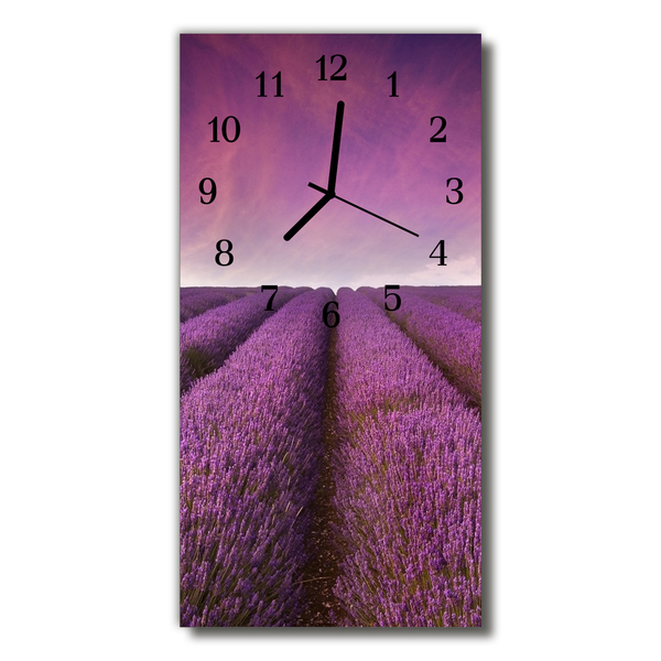 Reloj de vidrio Paisajes campos de lavanda púrpura