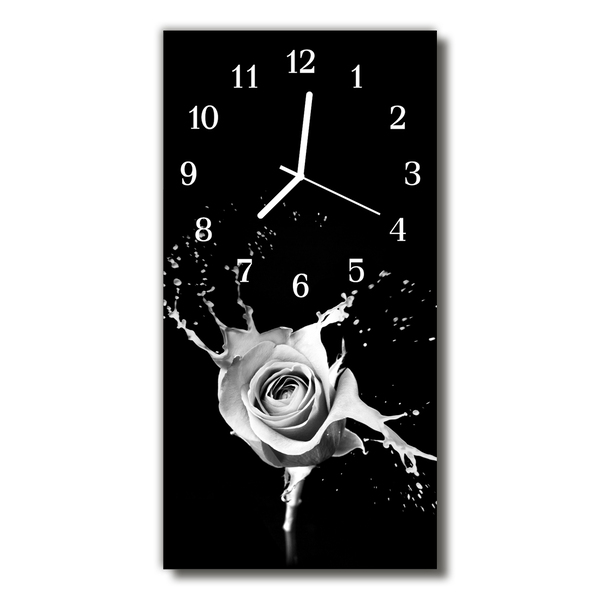 Reloj de vidrio Flores rosa arte negro