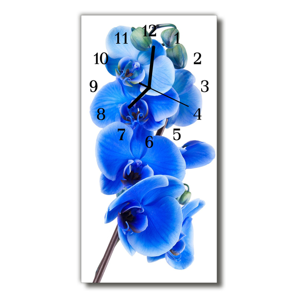 Reloj de vidrio Flores orquídea azul