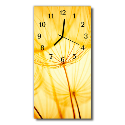 Reloj de vidrio Flores diente de león amarillo