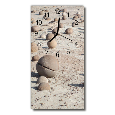 Reloj de vidrio Vistas piedras en la playa beige