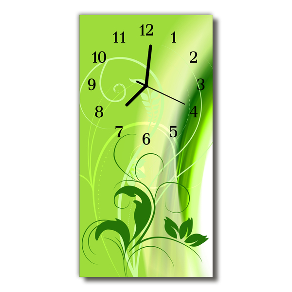 Reloj de vidrio Arte gráfico planta verde