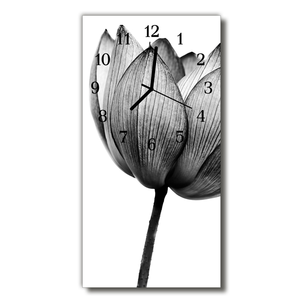 Reloj de vidrio Flores tulipán gris