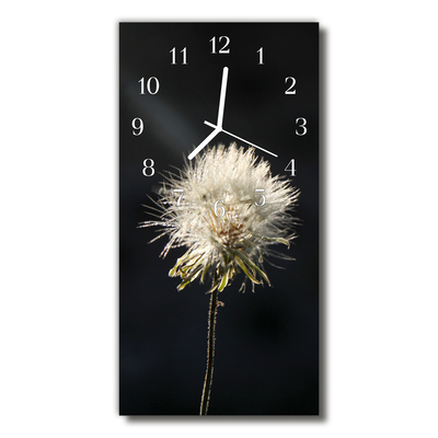 Reloj de vidrio Flores diente de león negro