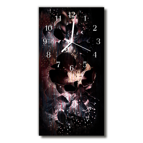 Reloj de vidrio Flores flores negro