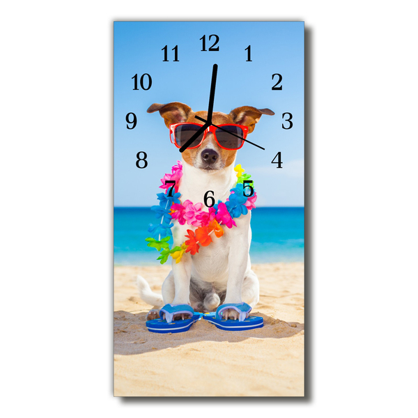 Reloj de vidrio Animales perro playa colorido