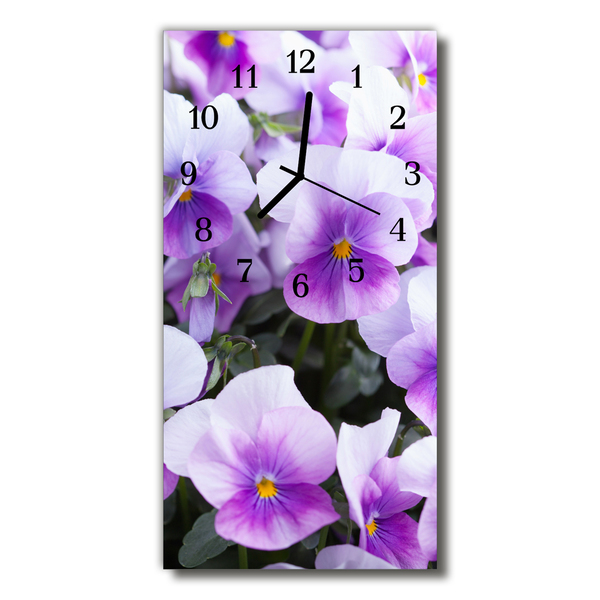 Reloj de vidrio Flores flores púrpura