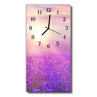 Reloj de vidrio Flores lavanda púrpura