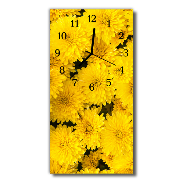 Reloj de vidrio Flores flores amarillo