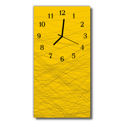 Reloj de vidrio para cocina Arte líneas amarillo