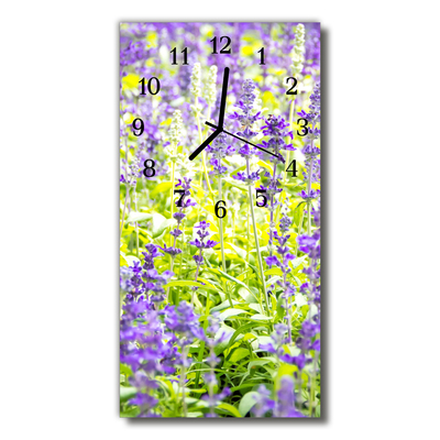 Reloj de vidrio para cocina Flores lavanda colorido