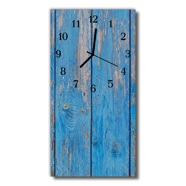 Reloj de vidrio para cocina Madera pintado azul