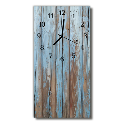 Reloj de vidrio para cocina Madera azul colorido