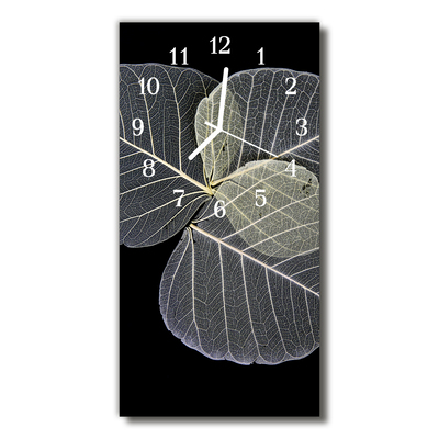 Reloj de vidrio para cocina Naturaleza hojas planta gris