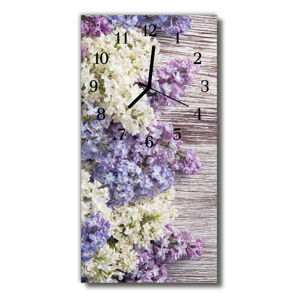 Reloj de vidrio para cocina Flores lila colorido