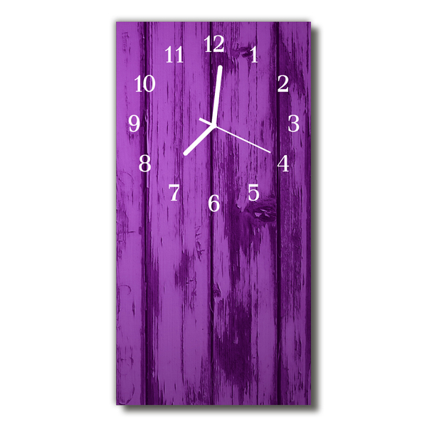 Reloj de vidrio para cocina Madera púrpura