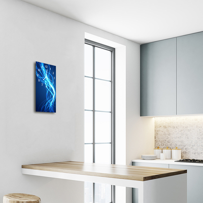 Reloj de vidrio para cocina Arte abstracto líneas azul