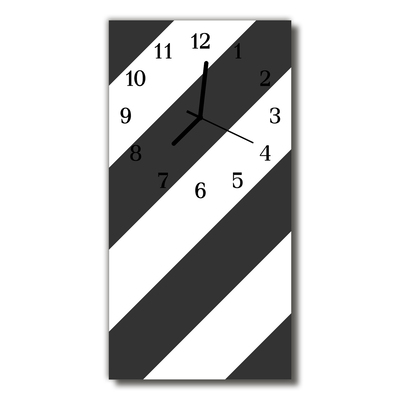 Reloj de vidrio para cocina Arte negro rayas blanco