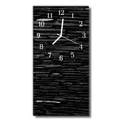 Reloj de vidrio para cocina De piedra muralla negra