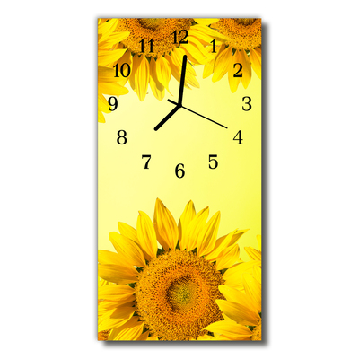 Reloj de vidrio para cocina Flores girasol amarillo