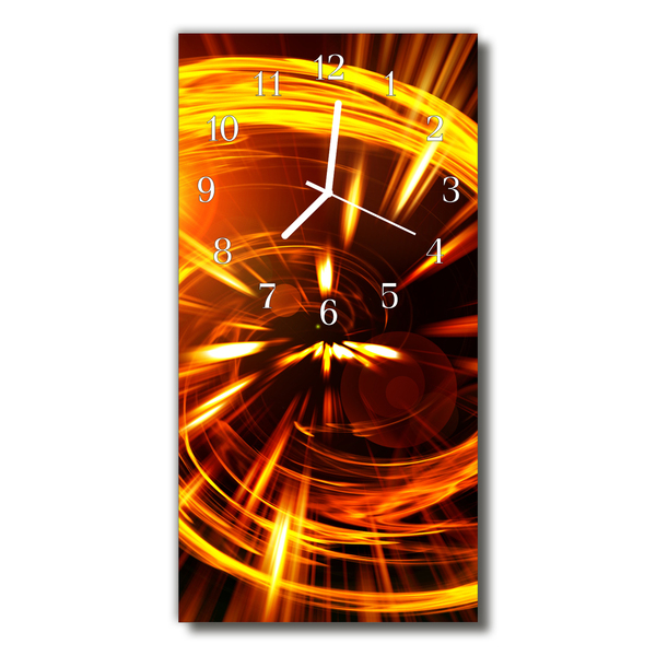 Reloj de vidrio para cocina Líneas doradas abstracto naranja