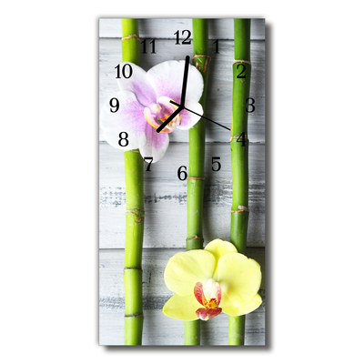 Reloj de vidrio para cocina Flores de bambú orquídea colorido