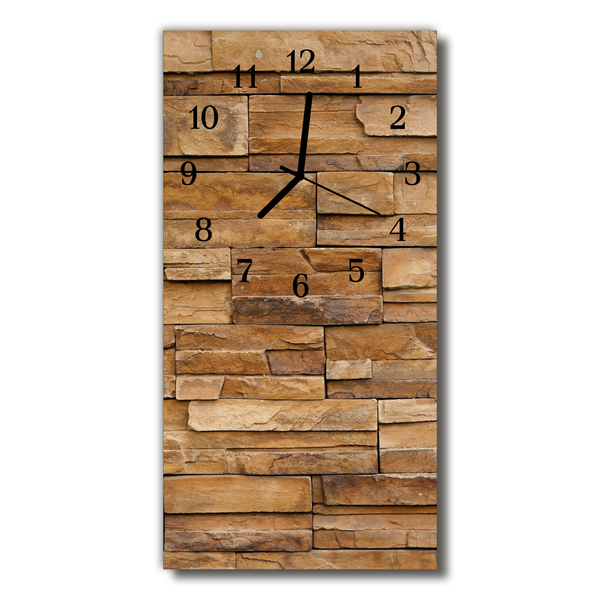 Reloj de vidrio para cocina Muro piedras marrón