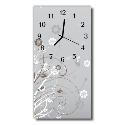 Reloj de vidrio para cocina Arte motivo floral gris