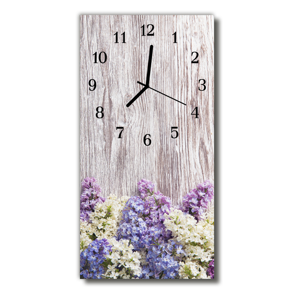 Reloj de vidrio para cocina Flores lila colorido