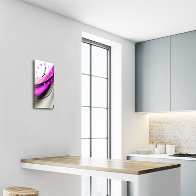 Reloj de vidrio para cocina Arte abstracto líneas púrpura