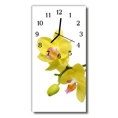 Reloj de vidrio para cocina Flores orquídea orquídea amarillo