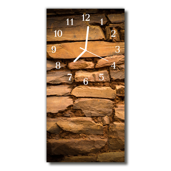 Reloj de vidrio para cocina Muro ladrillo arcilla marrón