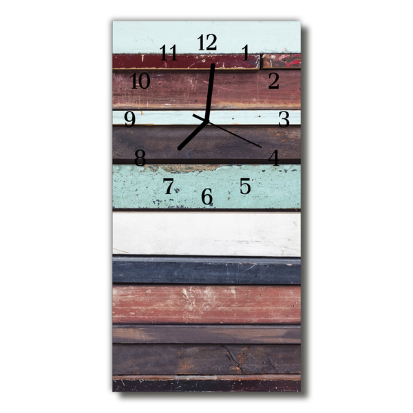 Reloj de vidrio para cocina Listones de madera colorido