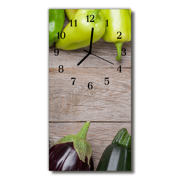 Reloj de vidrio para cocina Cocina mesa vegetal gris