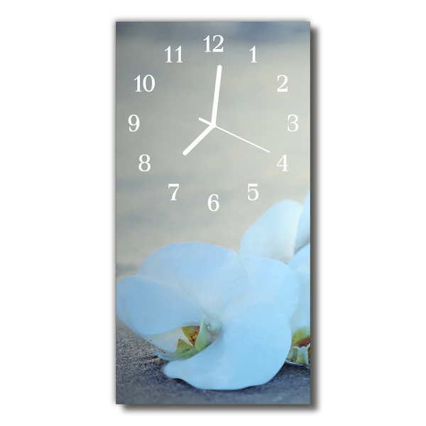 Reloj de vidrio para cocina Flores orquídea blanco