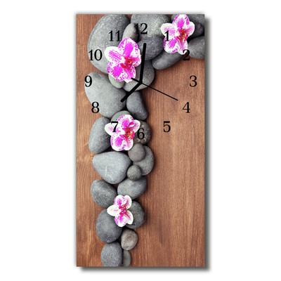 Reloj de vidrio para cocina Flores piedras orquídeas colorido