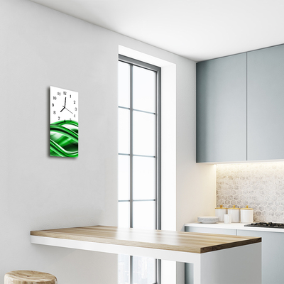 Reloj de vidrio para cocina Arte abstracto ola verde