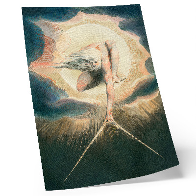 Póster con colores saturados Ilustración de un anciano de la época colocando una brújula en el suelo (1794).