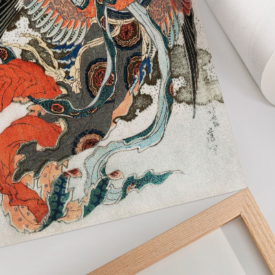 Póster con colores saturados Hokusai japonés en estilo ukiyo-e vintage