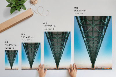 Póster con colores saturados Estructura de puente de celosía, simetría, modernidad