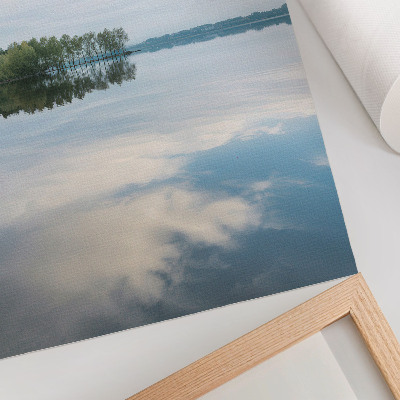 Lienzo decorativo moderno Agua tranquila, árboles, reflejo del cielo, paisaje