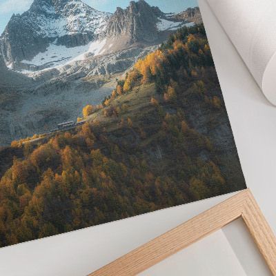 Lámina artística de alta calidad Montañas y bosques con colores otoñales