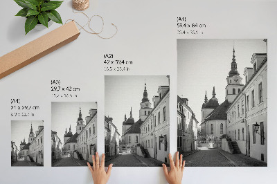 Póster de edificios históricos con elegancia y detalles arquitectónicos en colores saturados