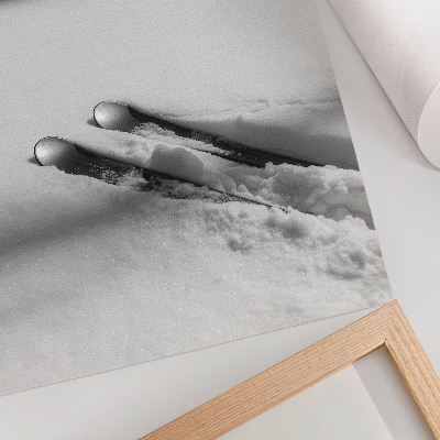 Lienzo decorativo moderno Minimalismo blanco gris esquís sombras paz