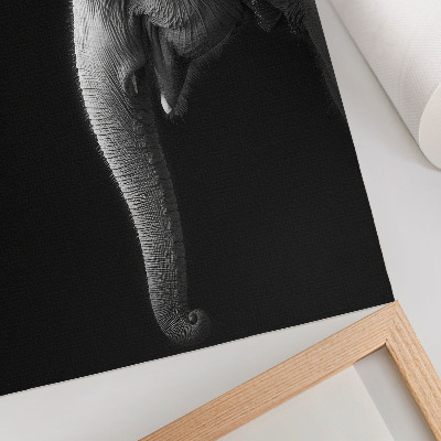 Lienzo decorativo moderno retrato monocromático de un elefante de perfil